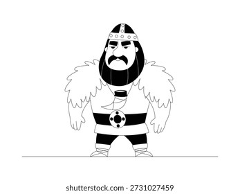 Un vikingo con cara de miedo, Ilustración vectorial de dibujos animados.