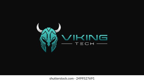 Viking scifi warrior futuristic helmet logo