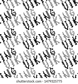 Viking seamless pattern. Black lettering Viking isolated on white background. Print, tshirt, fabric. Vector