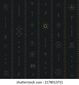 Viking seamless pattern with gold effect
