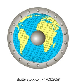 Viking shield with the emblem of the globe
