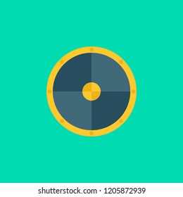 Viking shield flat icon isolated on green background. Simple shield sign symbol in flat style. Viking Vector illustration for web and mobile design.