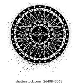 Viking shield with hand drawn black spray paint graffiti