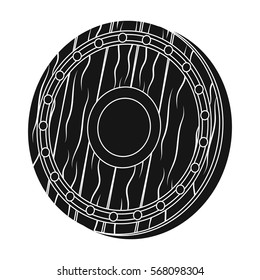 Viking shield icon in black style isolated on white background. Vikings symbol stock vector illustration.