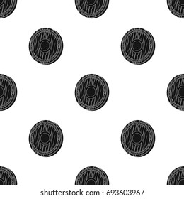 Viking shield icon in black style isolated on white background. Vikings symbol stock vector illustration.