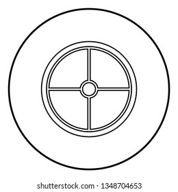 Viking shield icon outline black color vector in circle round illustration flat style simple image
