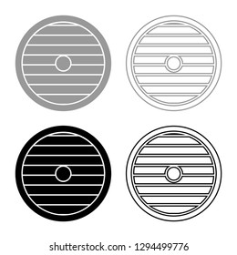 Viking shield icon set grey black color vector illustration outline flat style simple image