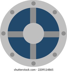 Viking shield, illustration, vector on white background.
