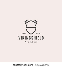 viking shield logo vector hipster retro vintage label illustration