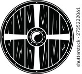 Viking Shield Silhouette Round Warrior Battle Emblem Vector