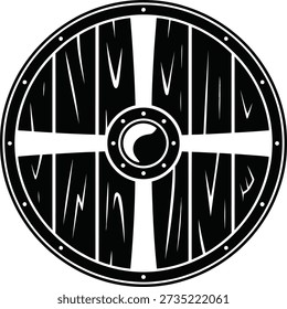 Viking Shield Silhouette Round Warrior Battle Emblem Vector