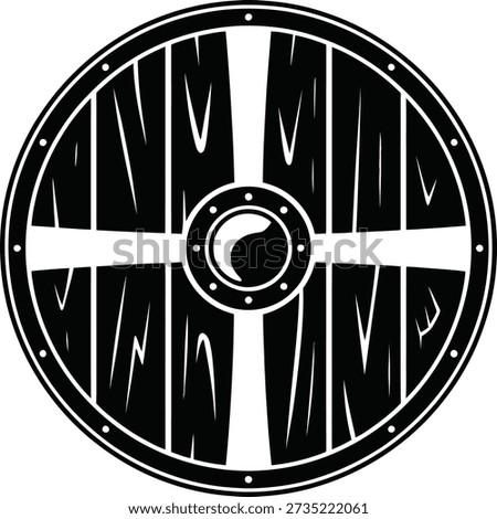 Viking Shield Silhouette Round Warrior Battle Emblem Vector