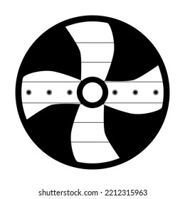 Viking Schild Wunder kreuzen in Linie Kunst. Viking Waffen. Vektorgrafik einzeln auf weißem Hintergrund.