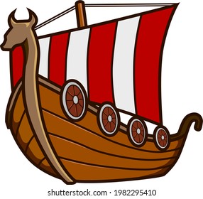 Viking ship cartoon vector illustration