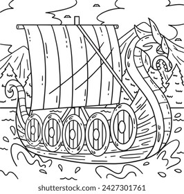 Viking Ship Coloring Page for Kids