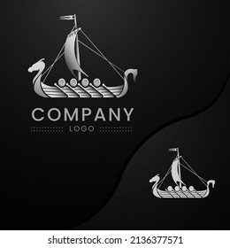 viking ship drakkar vector logo