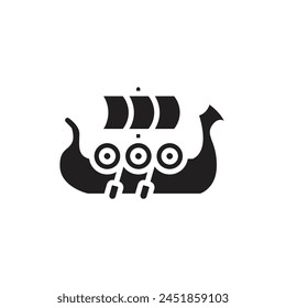 Viking Ship Filled Icon Vector Illustration