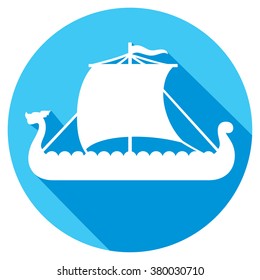 viking ship flat icon