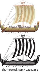 The Viking ship. The full version and a contour