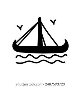 Viking Ship Glyph Icon, Vector illustration