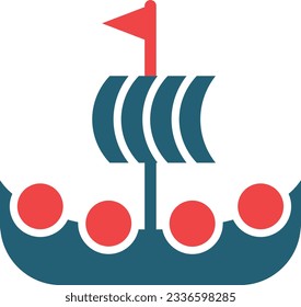 Viking Ship Glyph Two Color Icon For Personal And Commercial Use.
