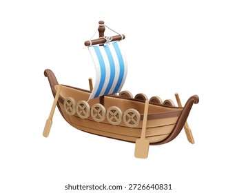 Icono de la nave vikinga 3d ilustración de representación