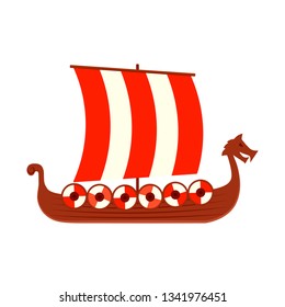 Viking ship icon. Clipart image isolated on white background