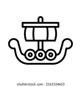 Viking Ship Icon. Line Art Style Design Isolated On White Background