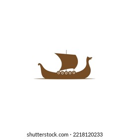 Viking ship icon logo design illustration vector