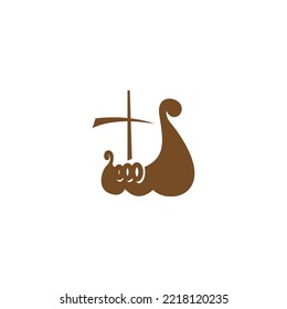 Viking ship icon logo design illustration vector