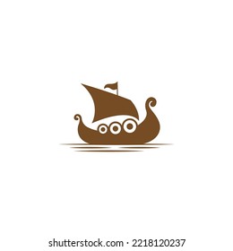 Viking Ship Icon Logo Design Illustration Vector