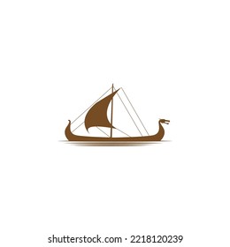 Viking Ship Icon Logo Design Illustration Vector