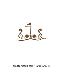 Viking ship icon logo design illustration vector