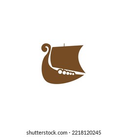 Viking ship icon logo design illustration vector