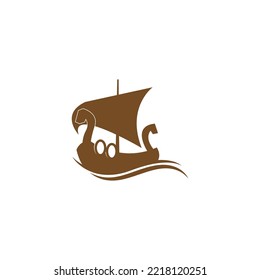 Viking ship icon logo design illustration vector