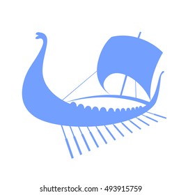 Viking ship icon. Longship. Isolated on white.