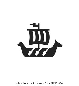 Viking Ship Icon On A White Background