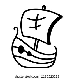 Viking ship icon in sketchy style 