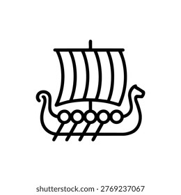 Viking ship icon symbolizing exploration, maritime history, and ancient seafaring culture from Nordic civilizations.