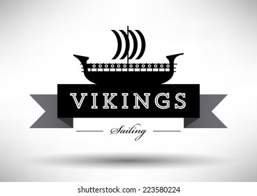 Viking Ship Icon with Typographic Design
