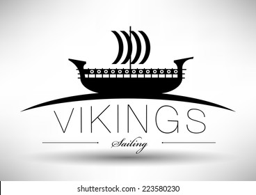 Viking Ship Icon with Typographic Design