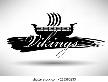 Viking Ship Icon with Typographic Design