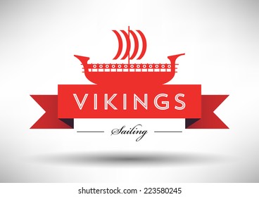 Viking Ship Icon with Typographic Design