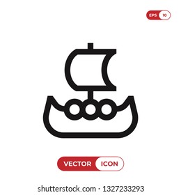 Viking ship icon vector