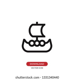 Viking ship icon vector