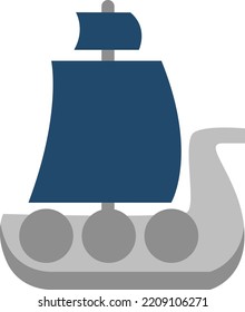 Viking ship, illustration, vector on white background.