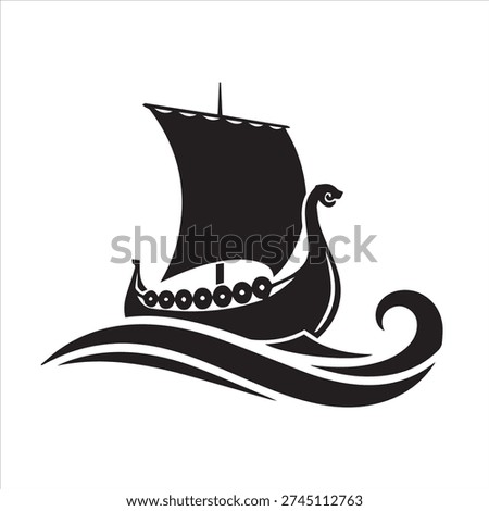 Viking ship illustration vector silhouette vector design