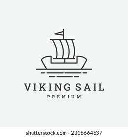 Viking ship logo design template flat vector