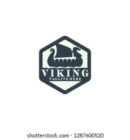 Viking Ship Logo Design - Vector 