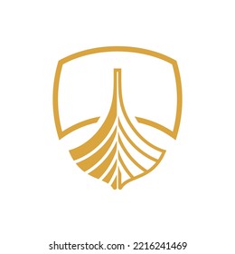 viking ship logo icon and vector